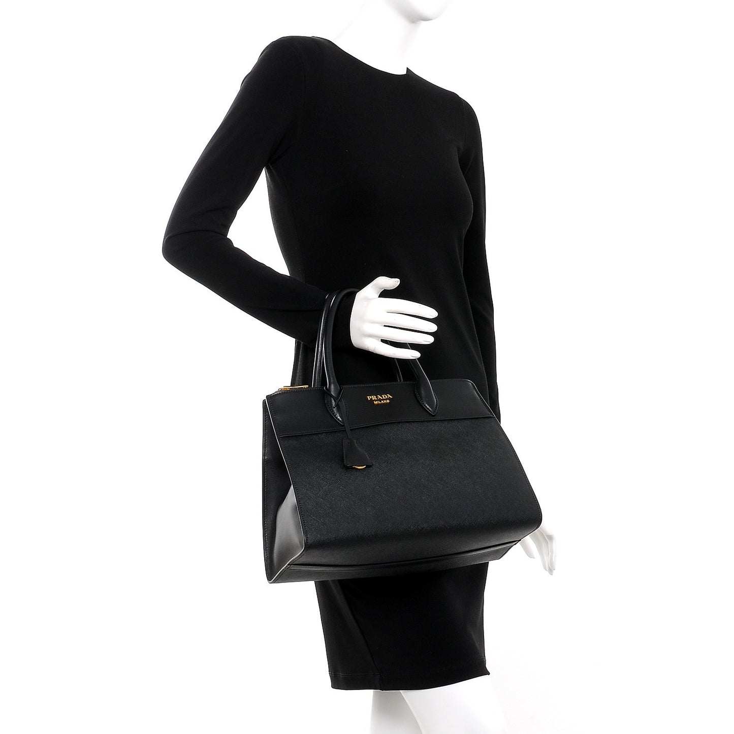 Saffiano City Calfskin Paradigme Bag Black