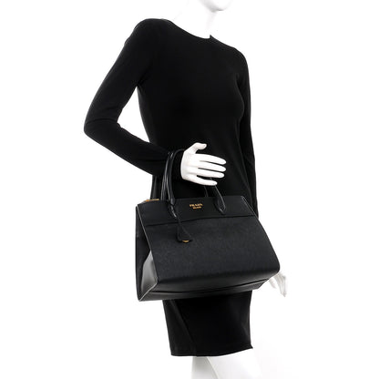 Prada Saffiano City Calfskin Paradigme Bag Black 3 of 9