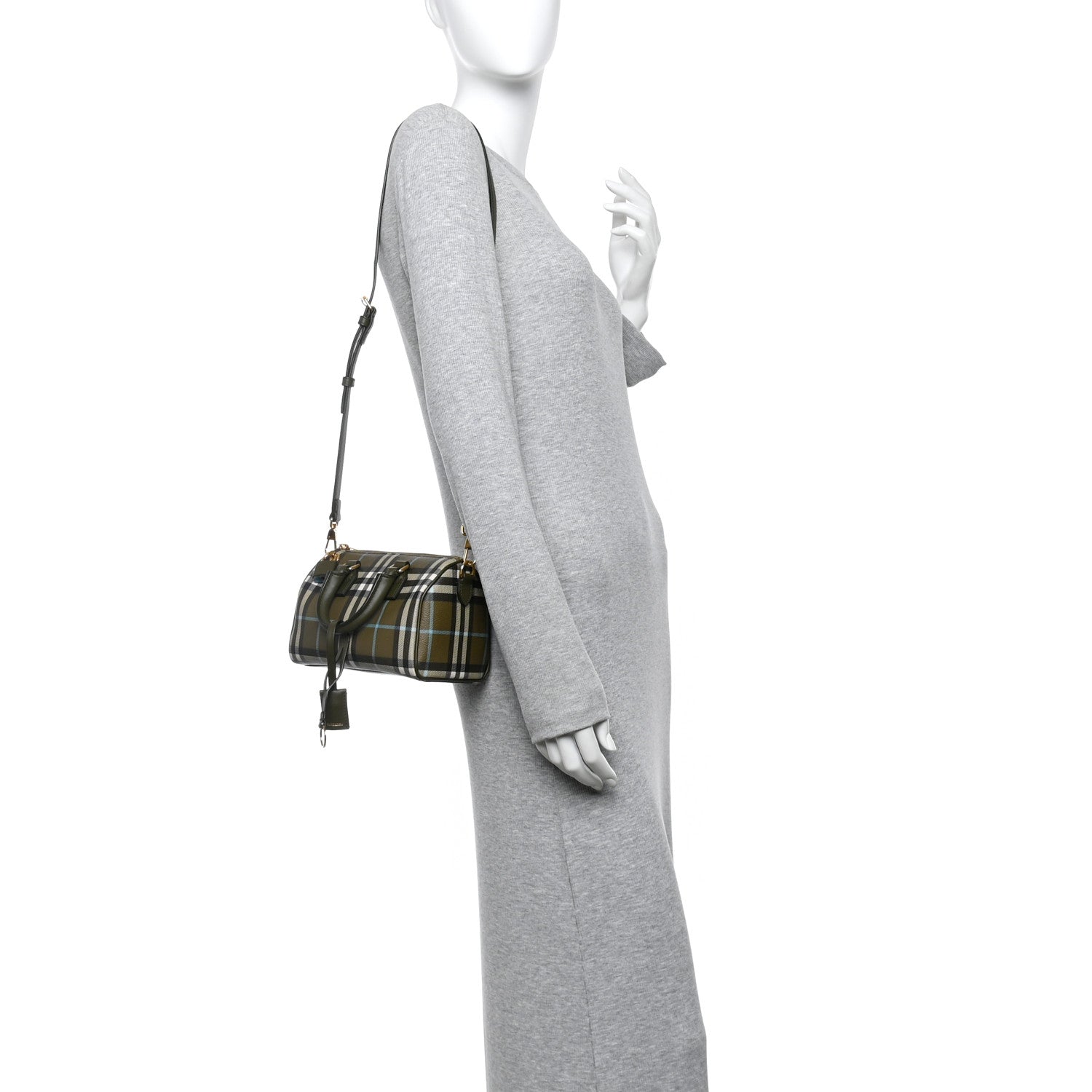 Burberry Vintage Check Mini Bowling Bag Olive Green 2 of 10