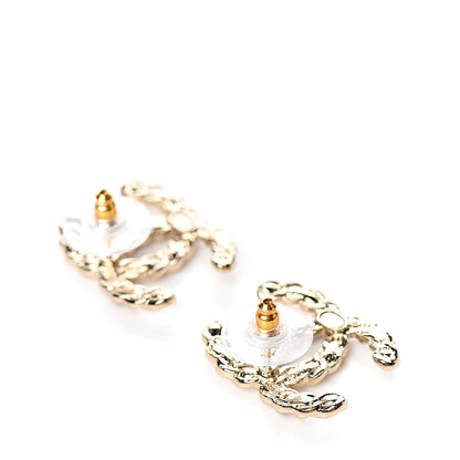 Chanel Enamel Metal Chain French New Wave CC Earrings Black Gold 2 of 4