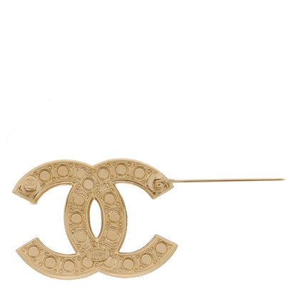 Chanel Metal Crystal Graduated Pearl CC Brooch Gold 2 of 3