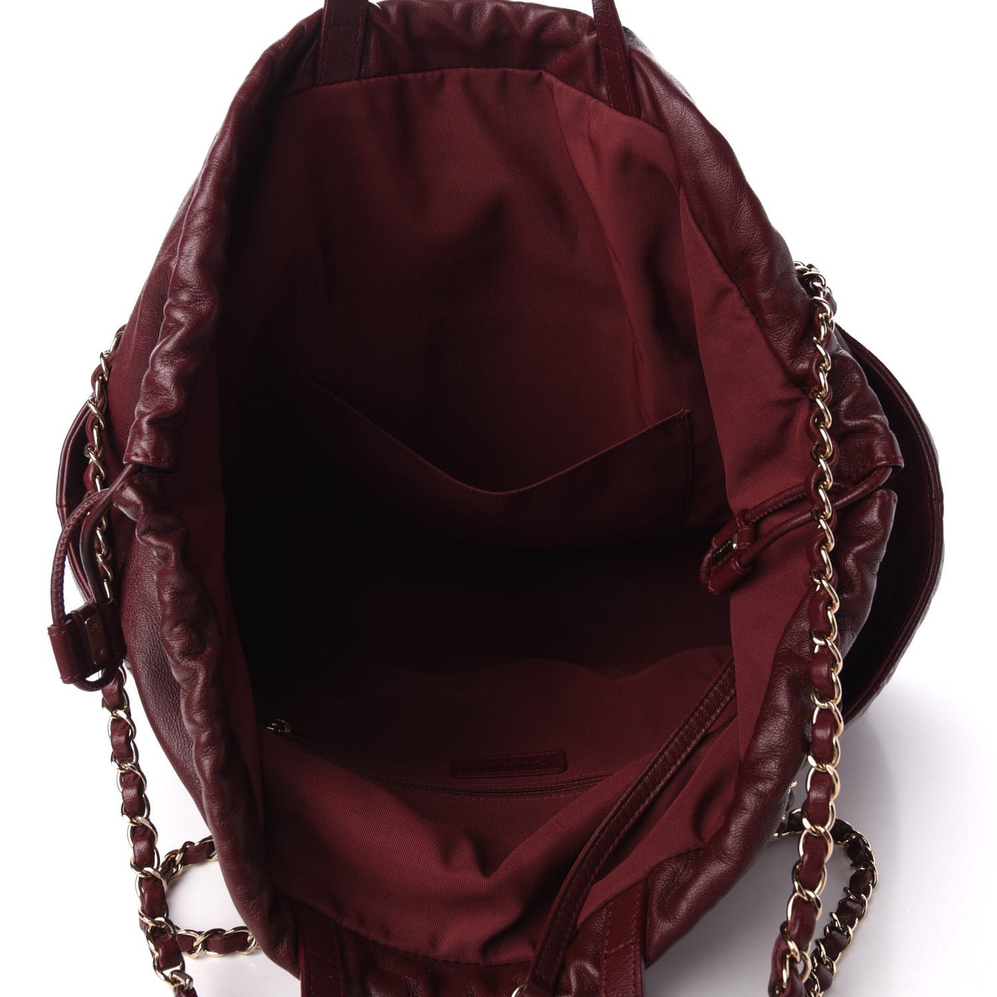Lambskin Quilted Drawstring Shopping Bag Red