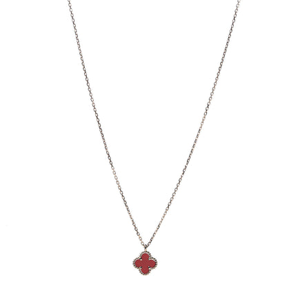 Van Cleef & Arpels 18K Rose Gold Carnelian Sweet Alhambra Pendant Necklace 1 of 7