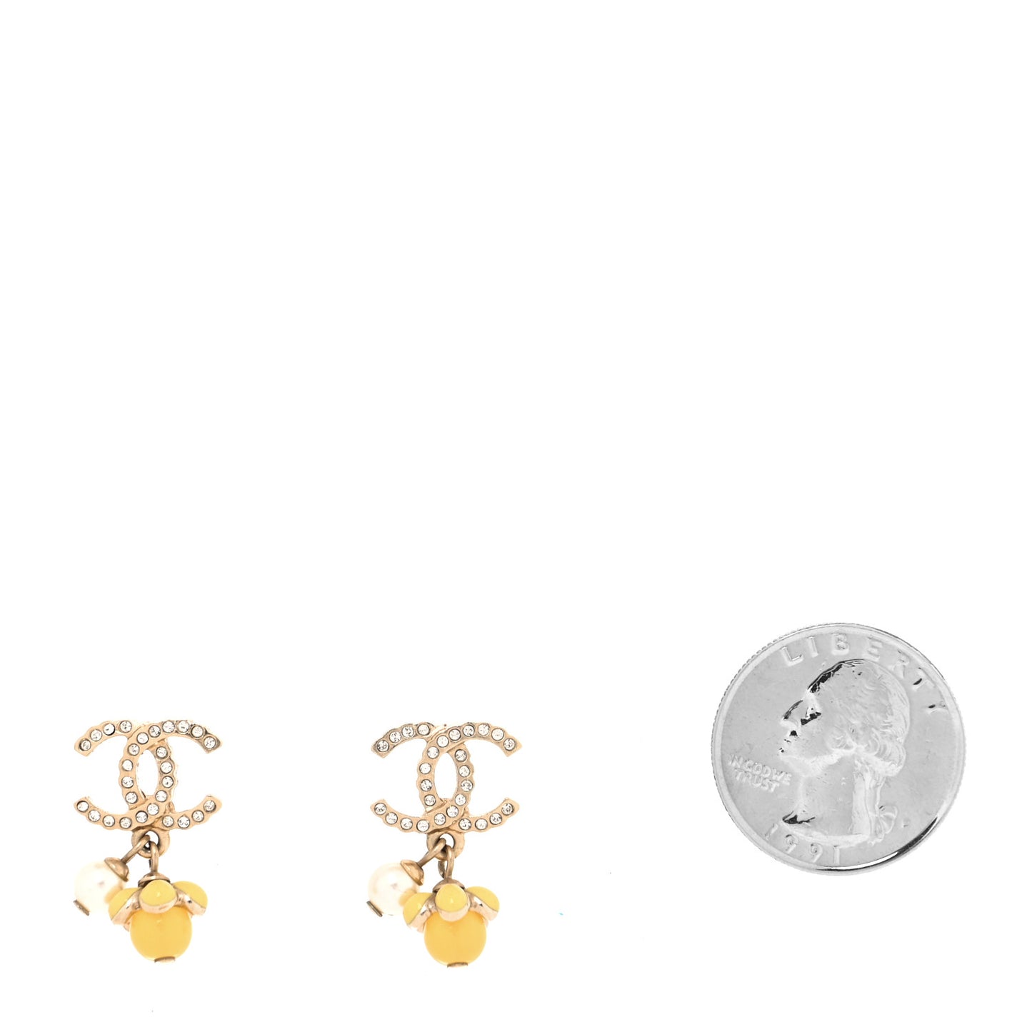 Pearl CC Camellia Drop Earrings Gold