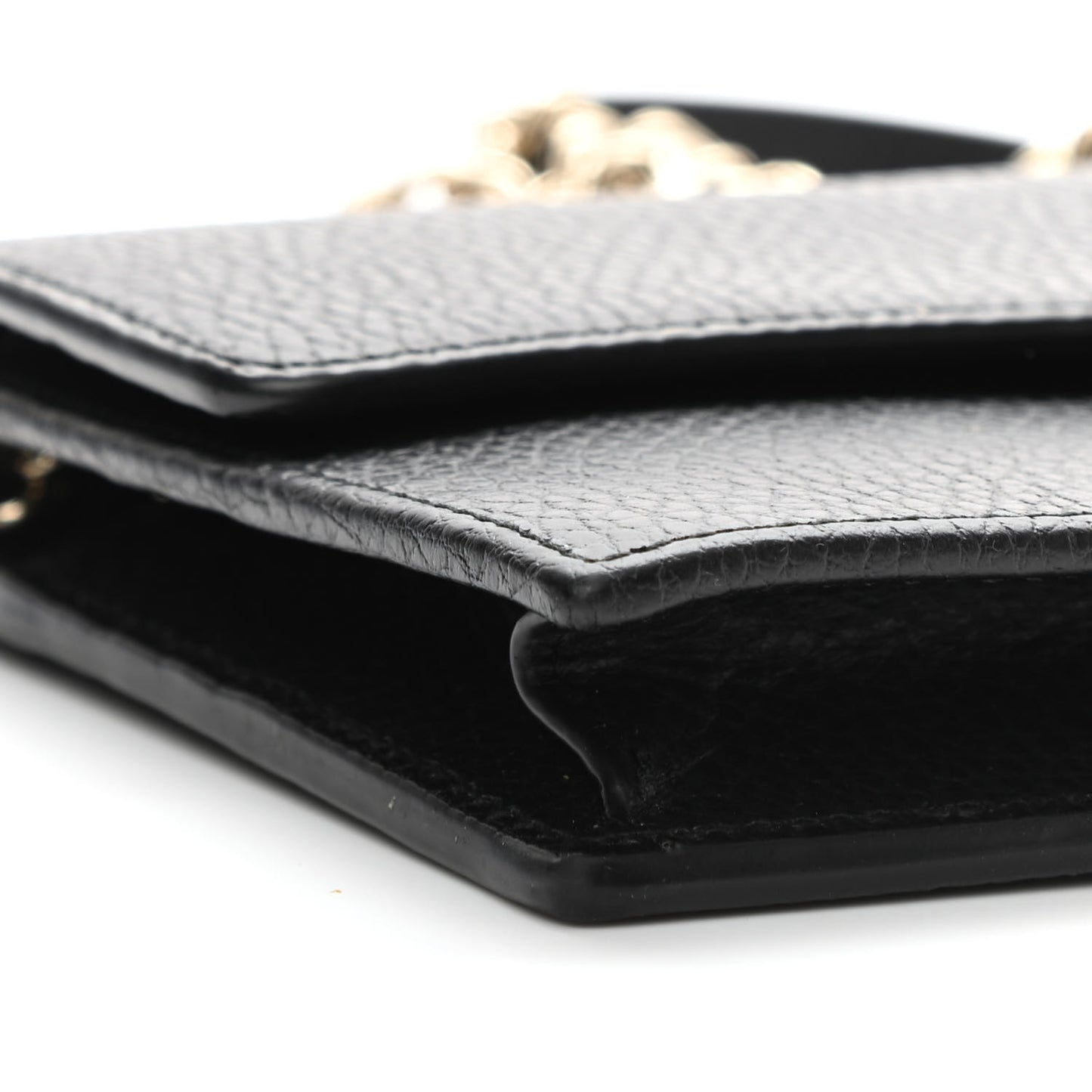 Dollar Calfskin Interlocking G Chain Wallet Black