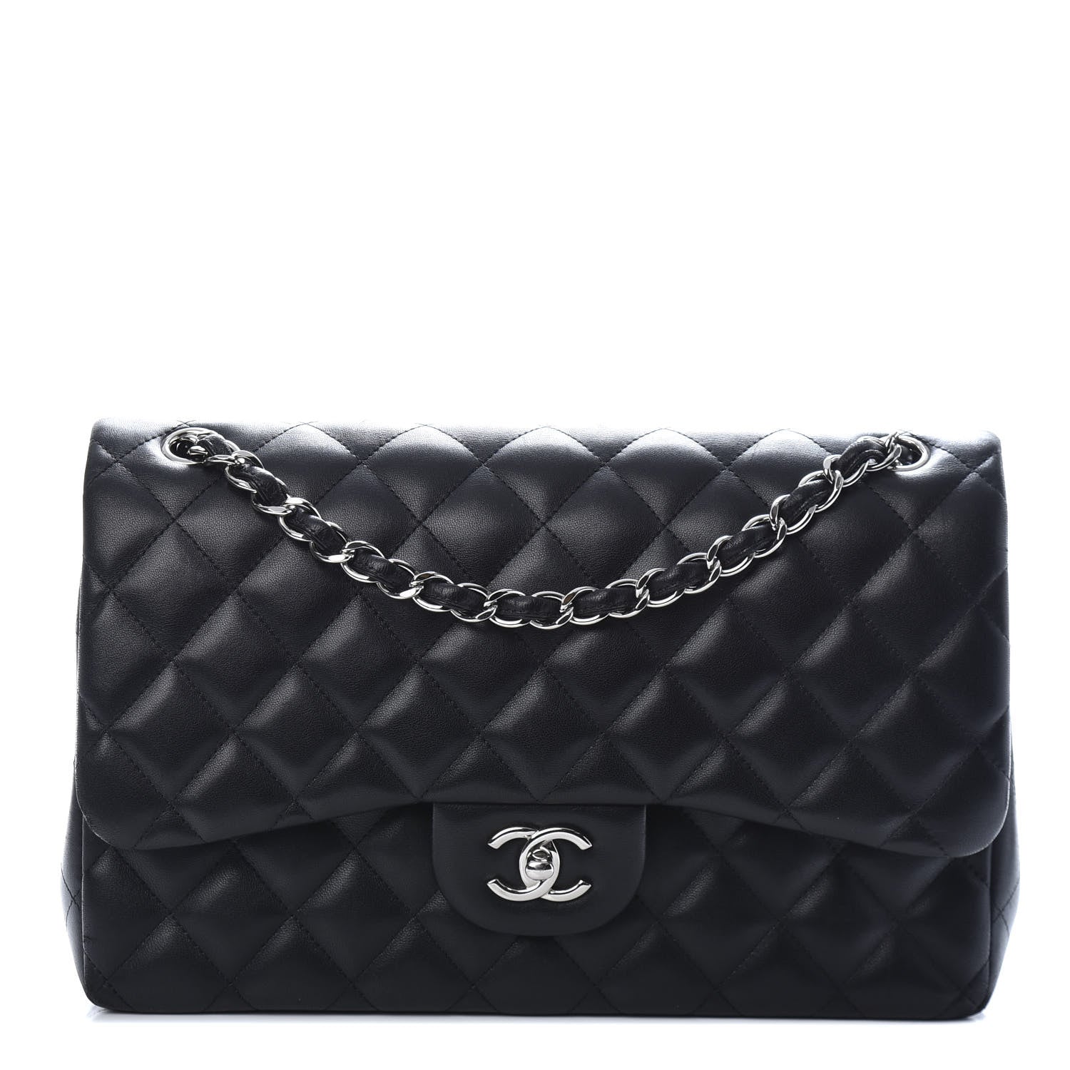 Chanel Lambskin Quilted Jumbo Double Flap Black 1 of 10
