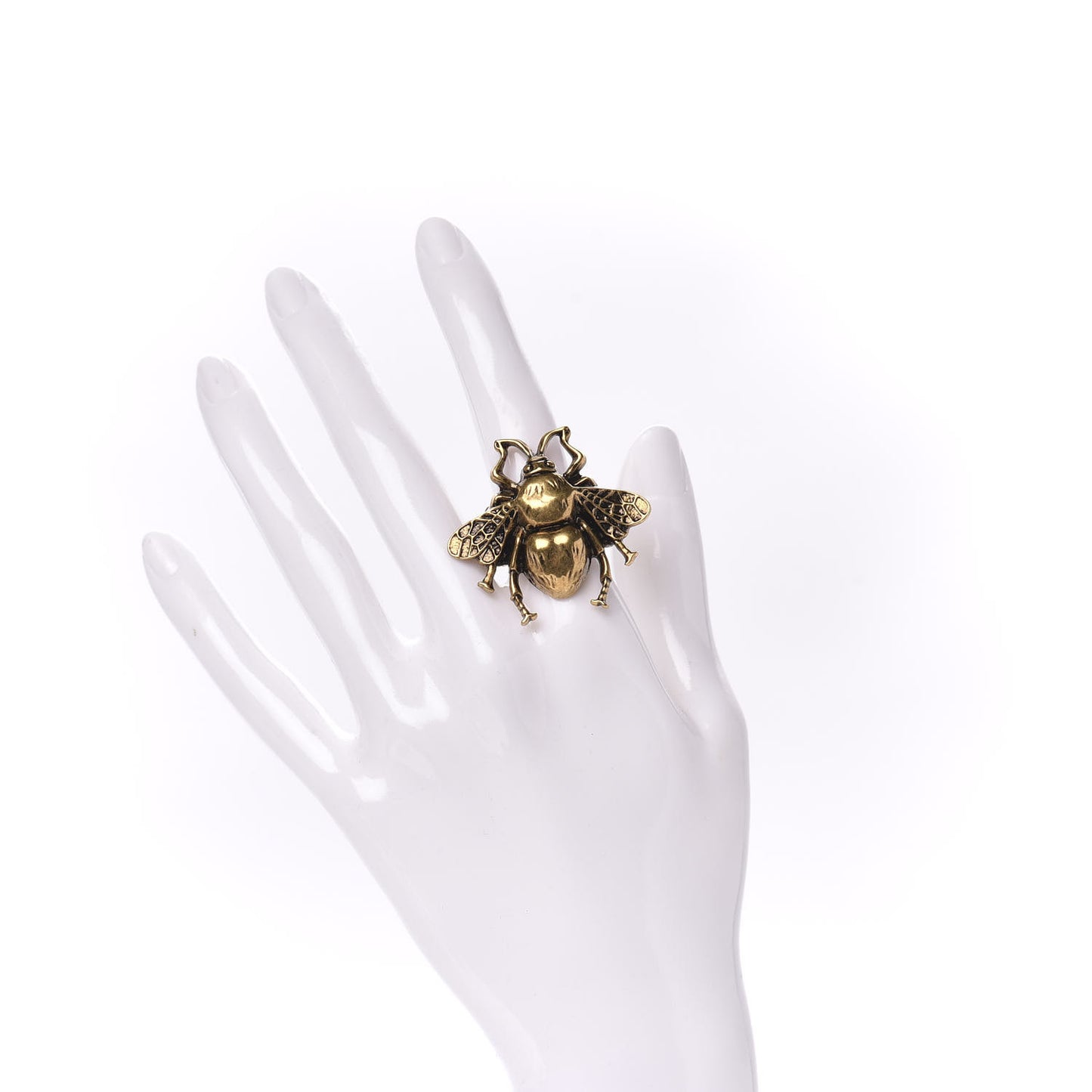 Metal Enamel Bee Ring 5.25 Aged Gold