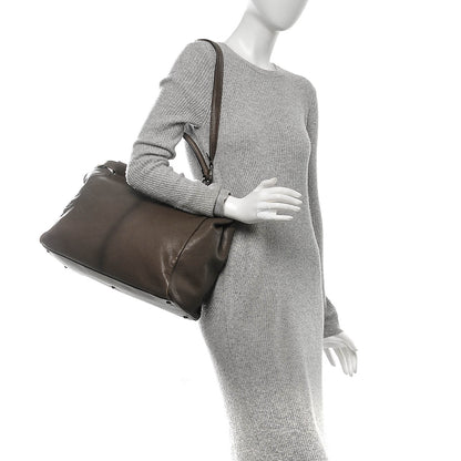 Fendi Goatskin Zucca Large Peekaboo Iconic Satchel Taupe Tobacco Moro 8 of 12