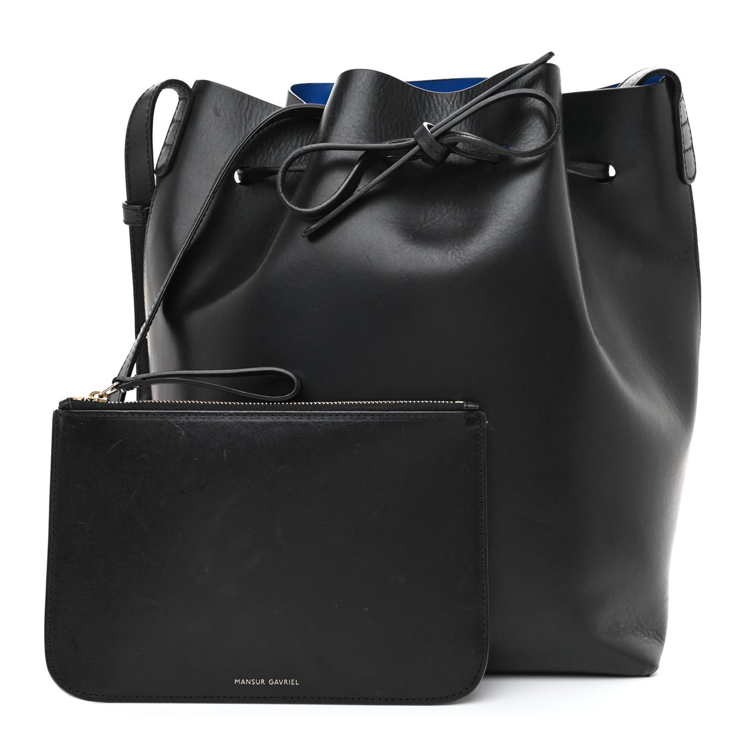 Vegetable Tanned Calfskin Bucket Bag Black Royal