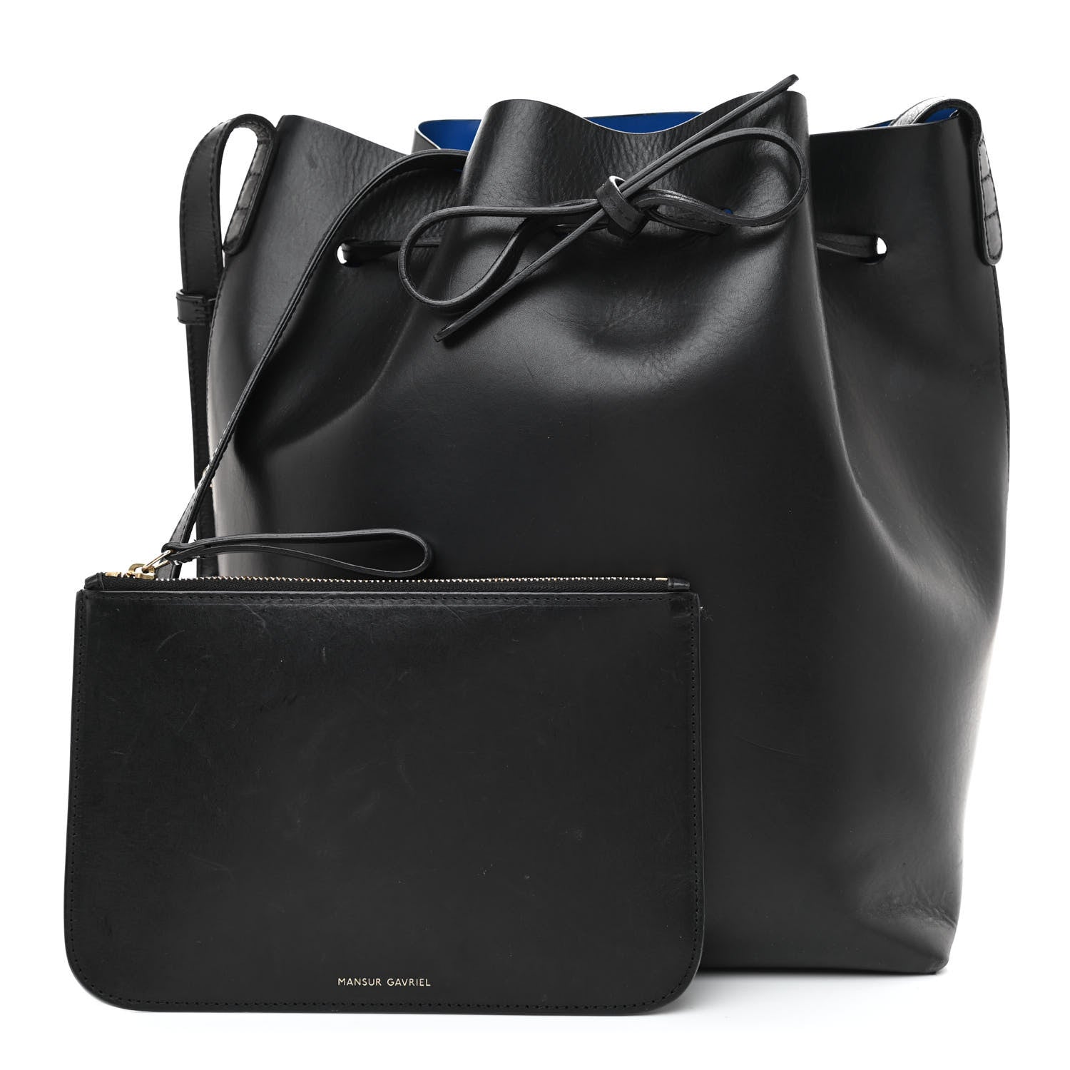 Mansur Gavriel Vegetable Tanned Calfskin Bucket Bag Black Royal 1 of 12