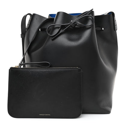 Mansur Gavriel Vegetable Tanned Calfskin Bucket Bag Black Royal 1 of 12