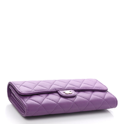 Chanel Lambskin Quilted Large Gusset Flap Wallet Purple 4 of 9