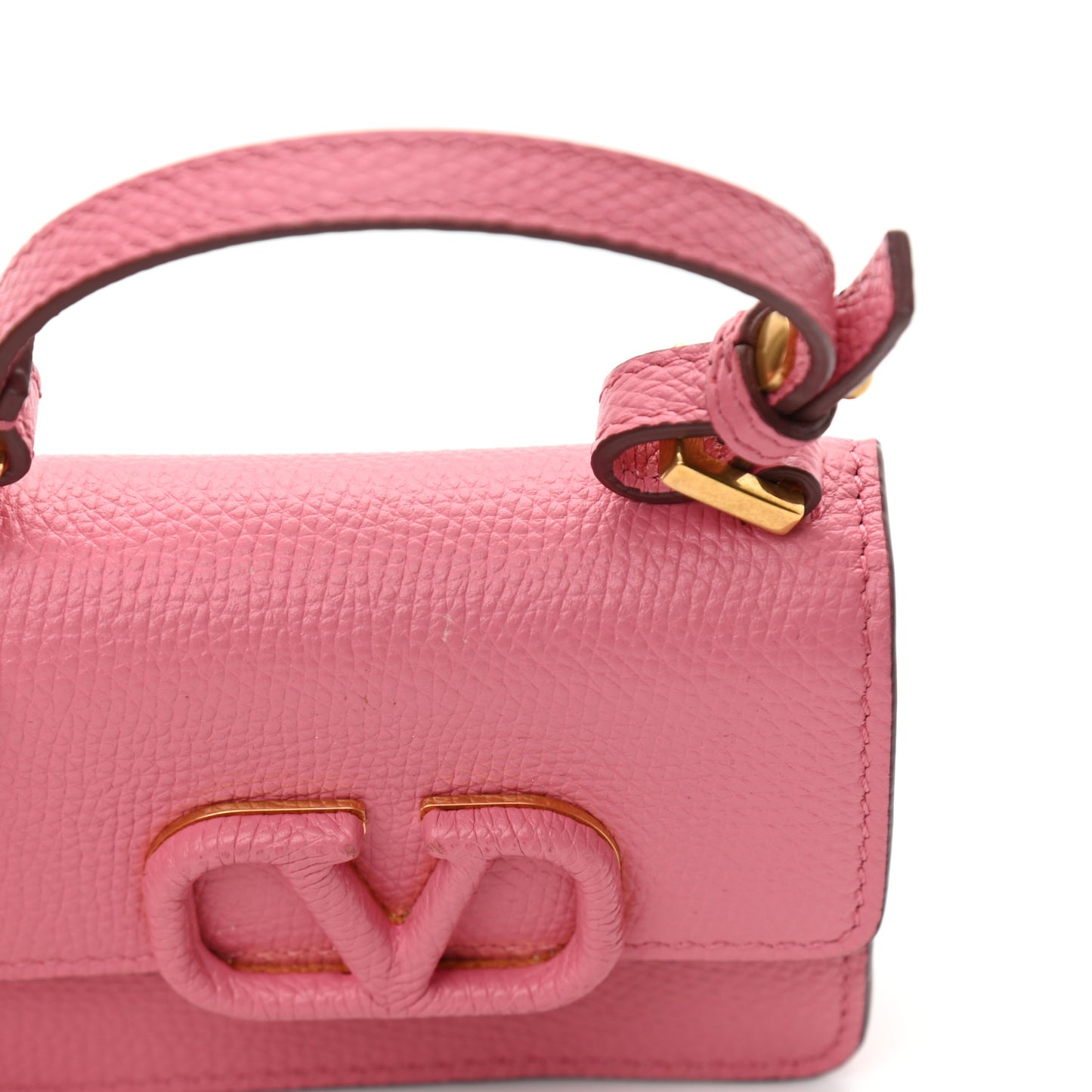 Grainy Calfskin Mini VSling Shoulder Bag Flamingo Pink