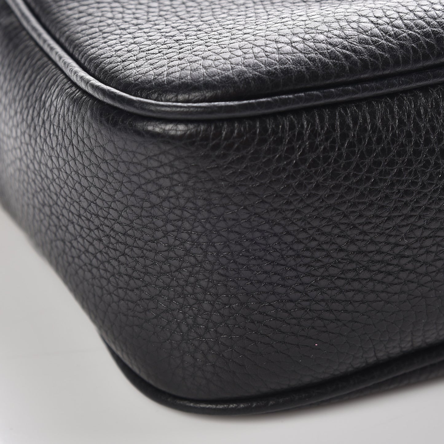 Pebbled Calfskin Small Soho Disco Bag Black
