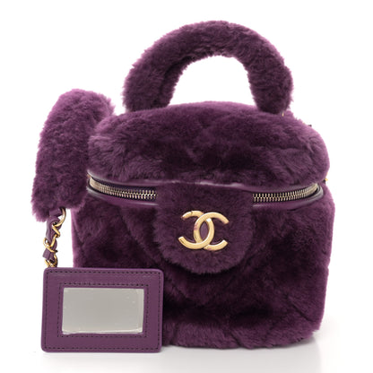 Chanel Shearling Lambskin Quilted Small Vanity Case Purple 3 of 12