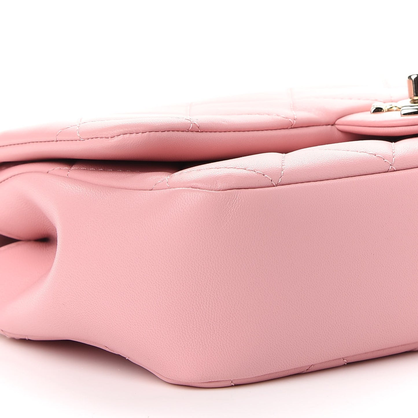 Lambskin Quilted Resin Bi-Color Chain Flap Bag Pink