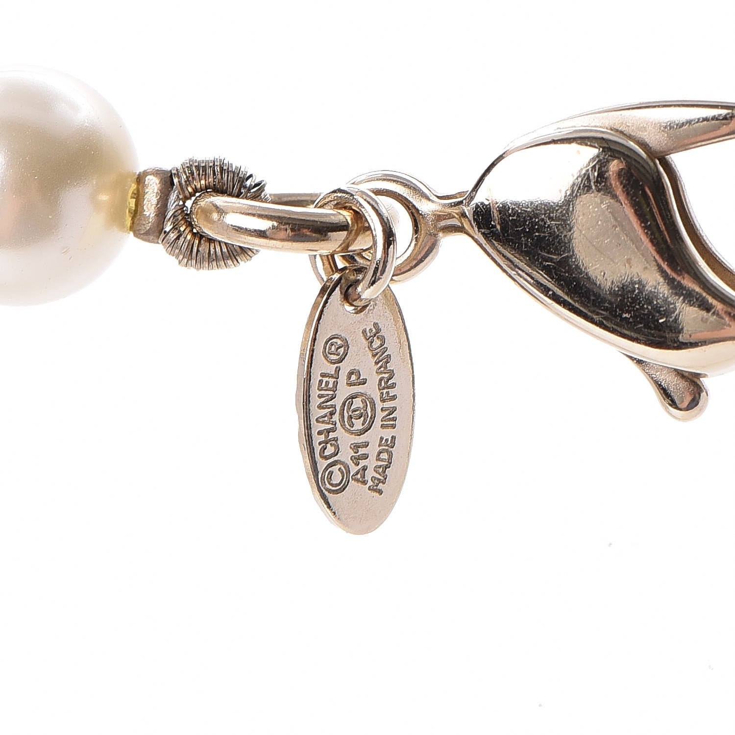 Chanel Graduated Pearl Crystal CC Long Necklace Light Gold 6 of 7