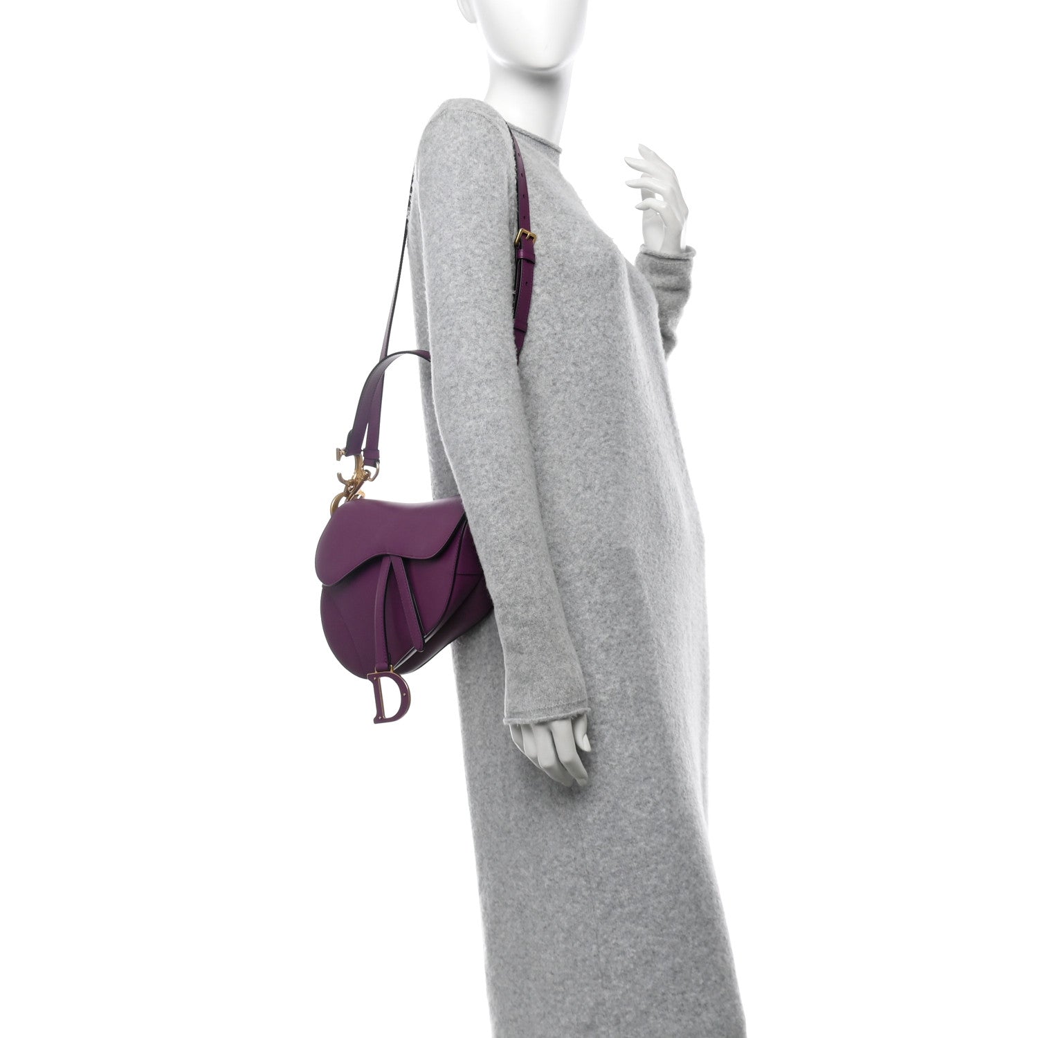 Christian Dior Calfskin Saddle Bag Purple 2 of 12