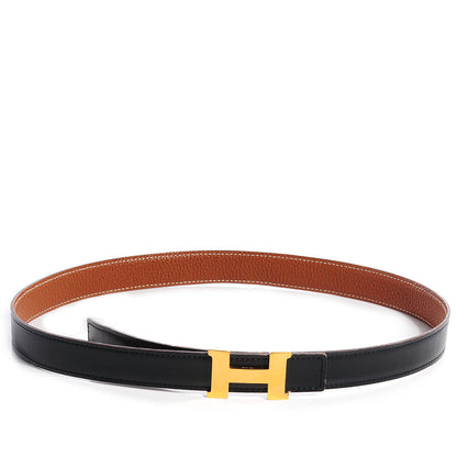 Hermes Box Togo Reversible Constance 24mm Polished Gold H Belt Strap 75 Black 1 of 6