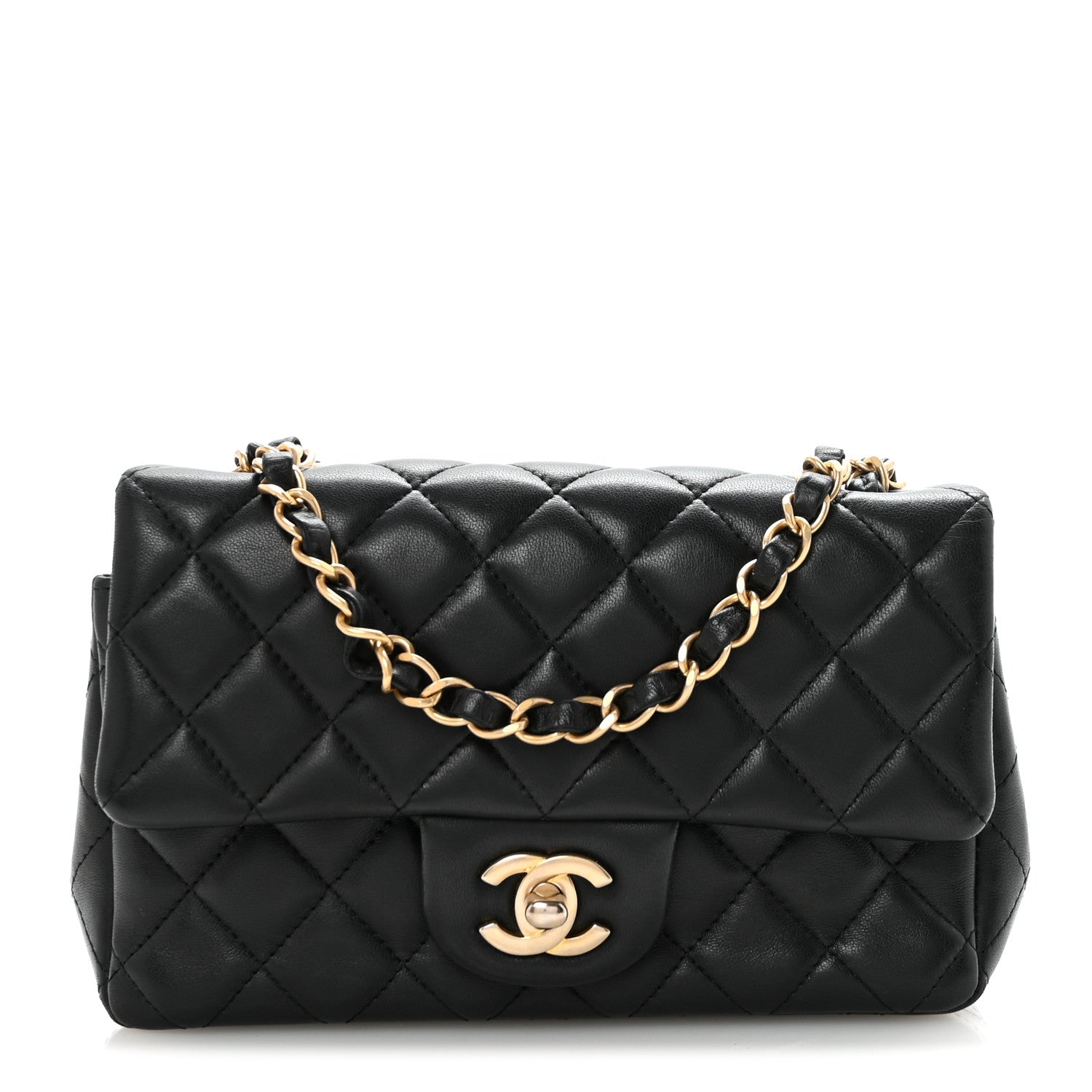 Chanel Lambskin Quilted Mini Rectangular Flap Black 1 of 10