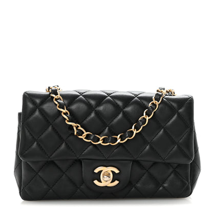 Chanel Lambskin Quilted Mini Rectangular Flap Black 1 of 10