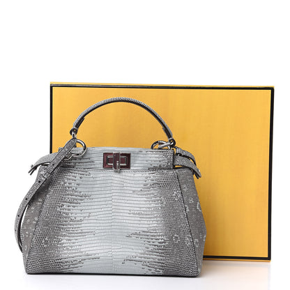 Fendi Lizard Togo Shiny Nappa Mini Peekaboo Iconic Satchel Pale Blue 11 of 11