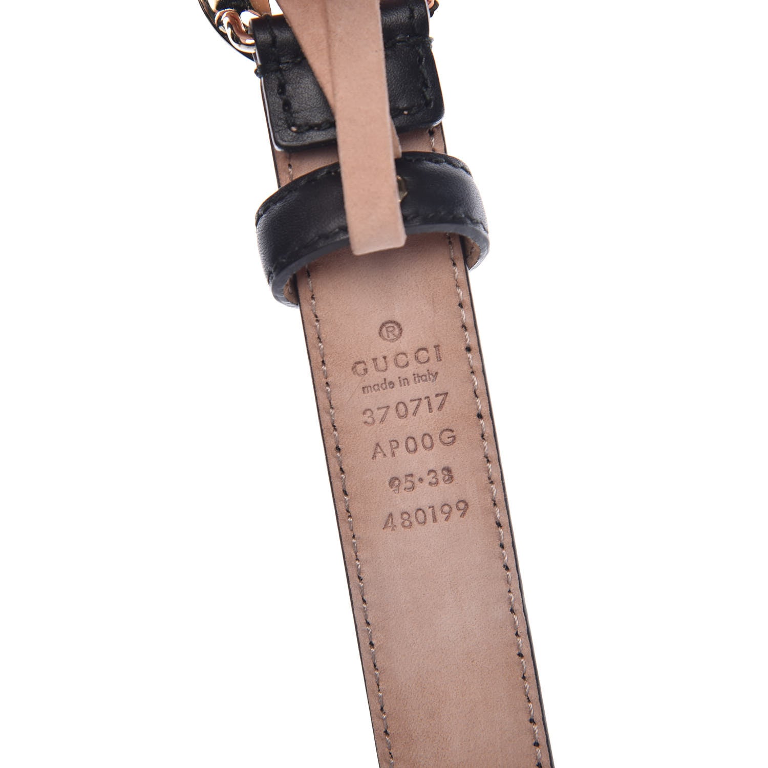Gucci Moon Calfskin Interlocking G 25mm Belt 95 38 Black 3 of 6