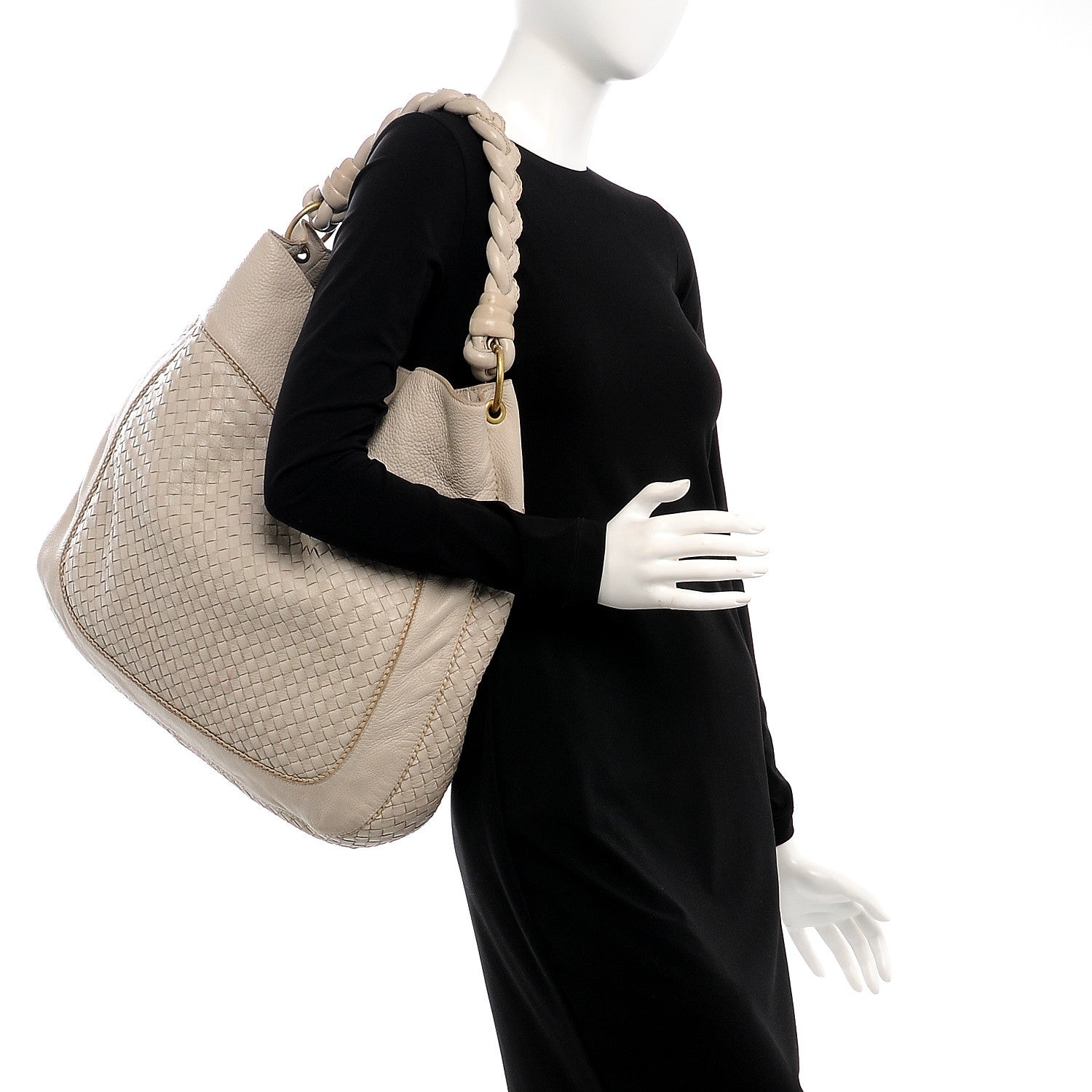 Bottega Veneta Cervo Intrecciato Shoulder Bag Pergamena 2 of 9