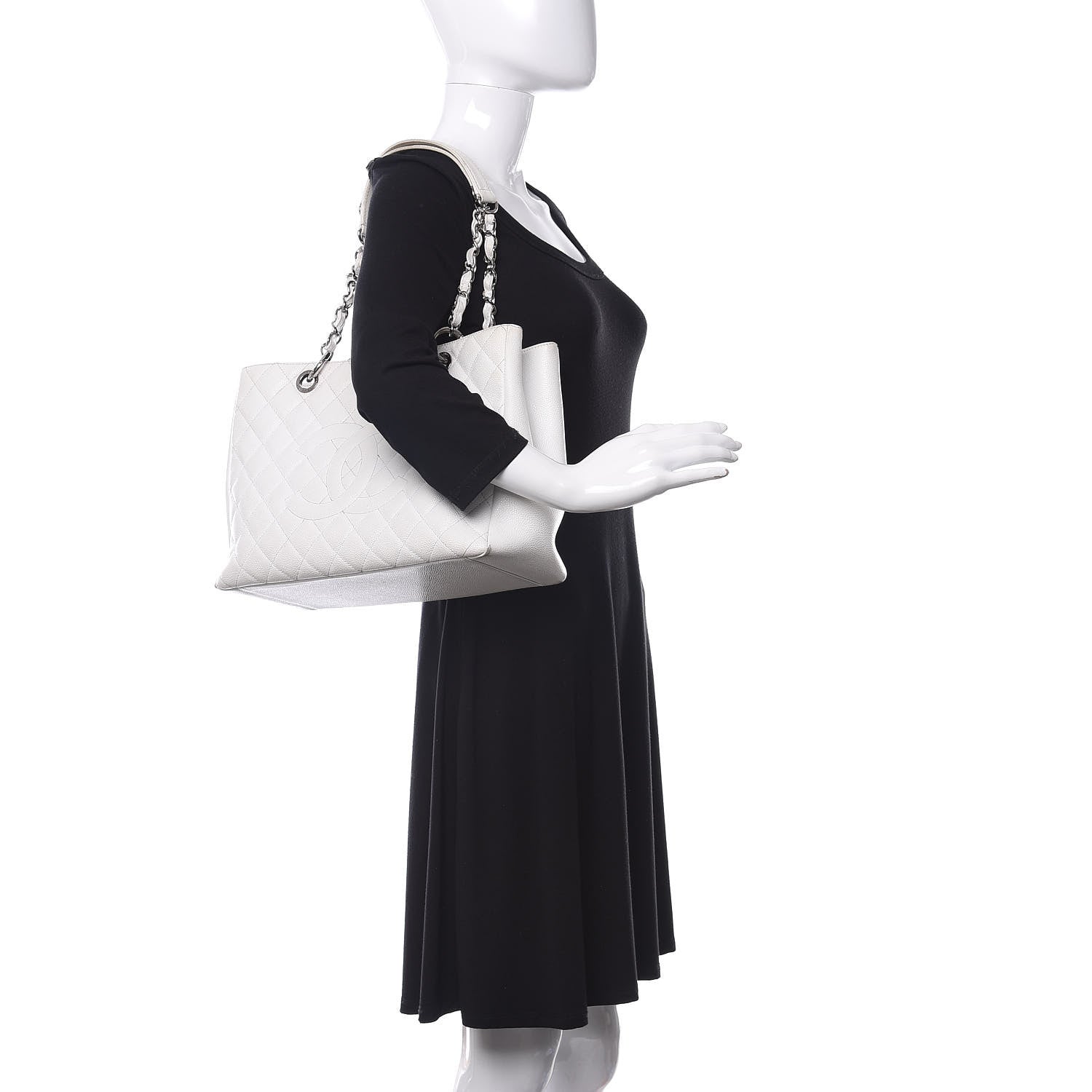 Chanel Caviar Quilted Grand Shopping Tote GST White 3 of 23