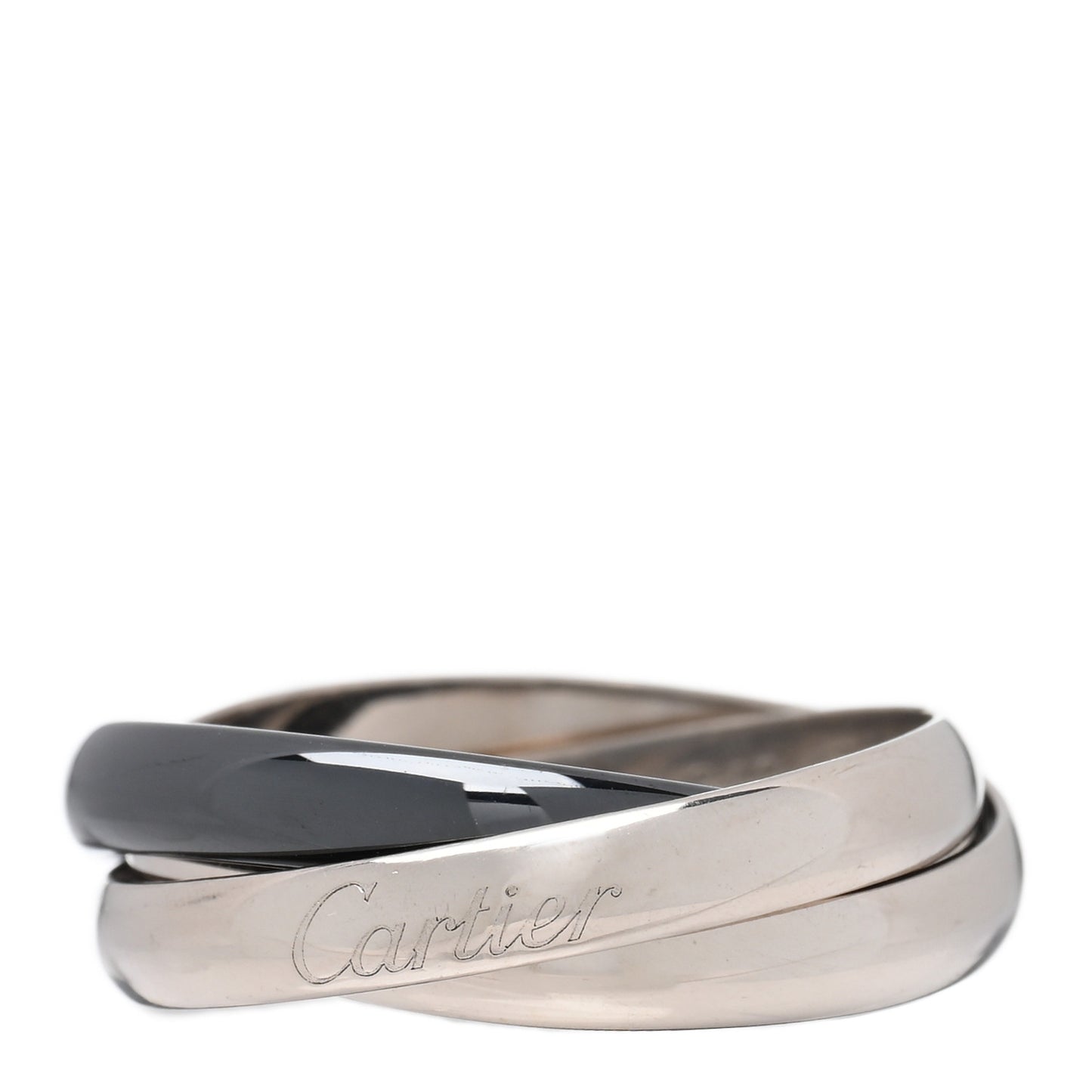18K White Gold Black Ceramic Trinity Ring 62 10