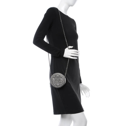 Chanel Metallic Caviar Quilted Round Filigree Crossbody Dark Silver 2 of 8