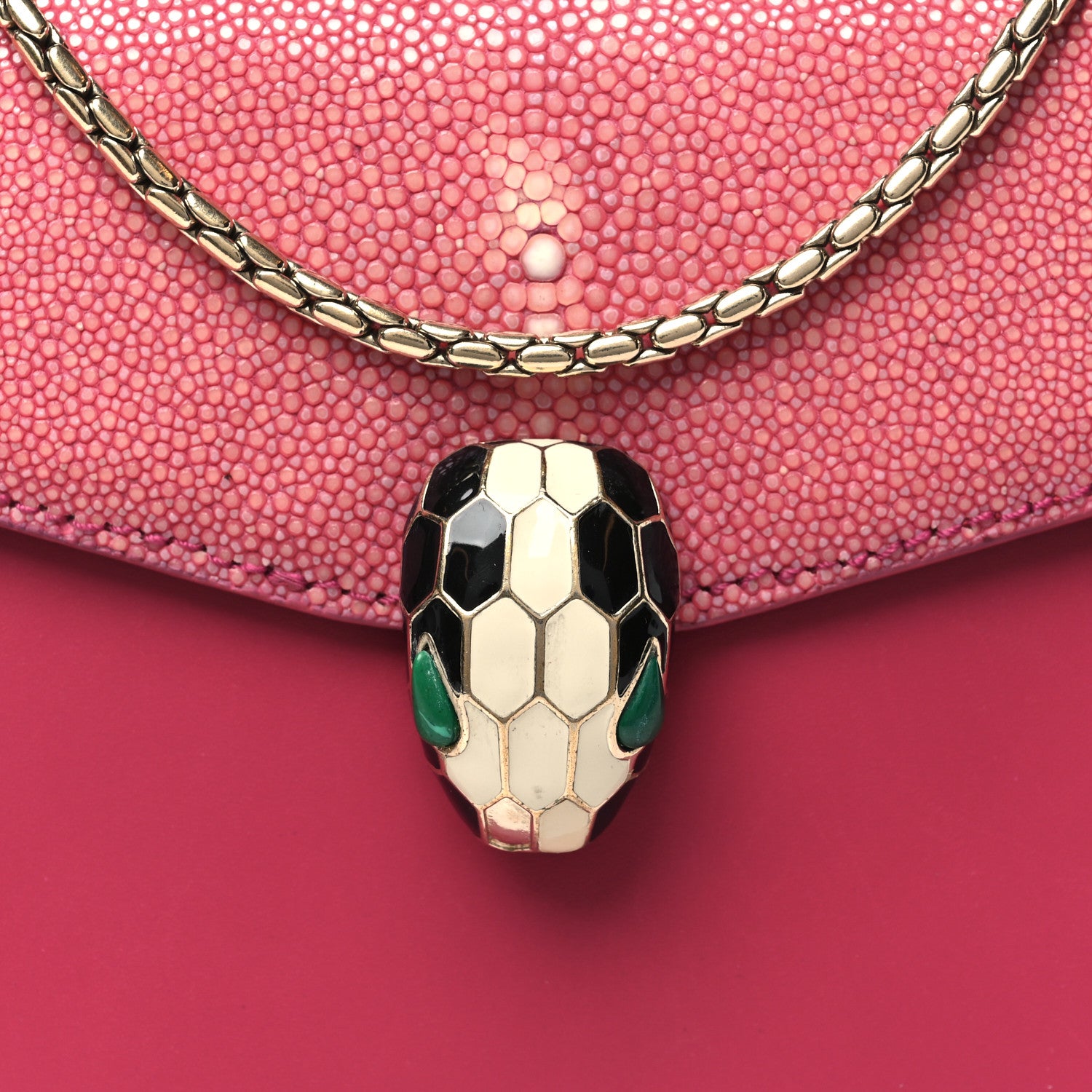 Bulgari Calfskin Galuchat Serpenti Forever Crossbody Bag Pink 7 of 11