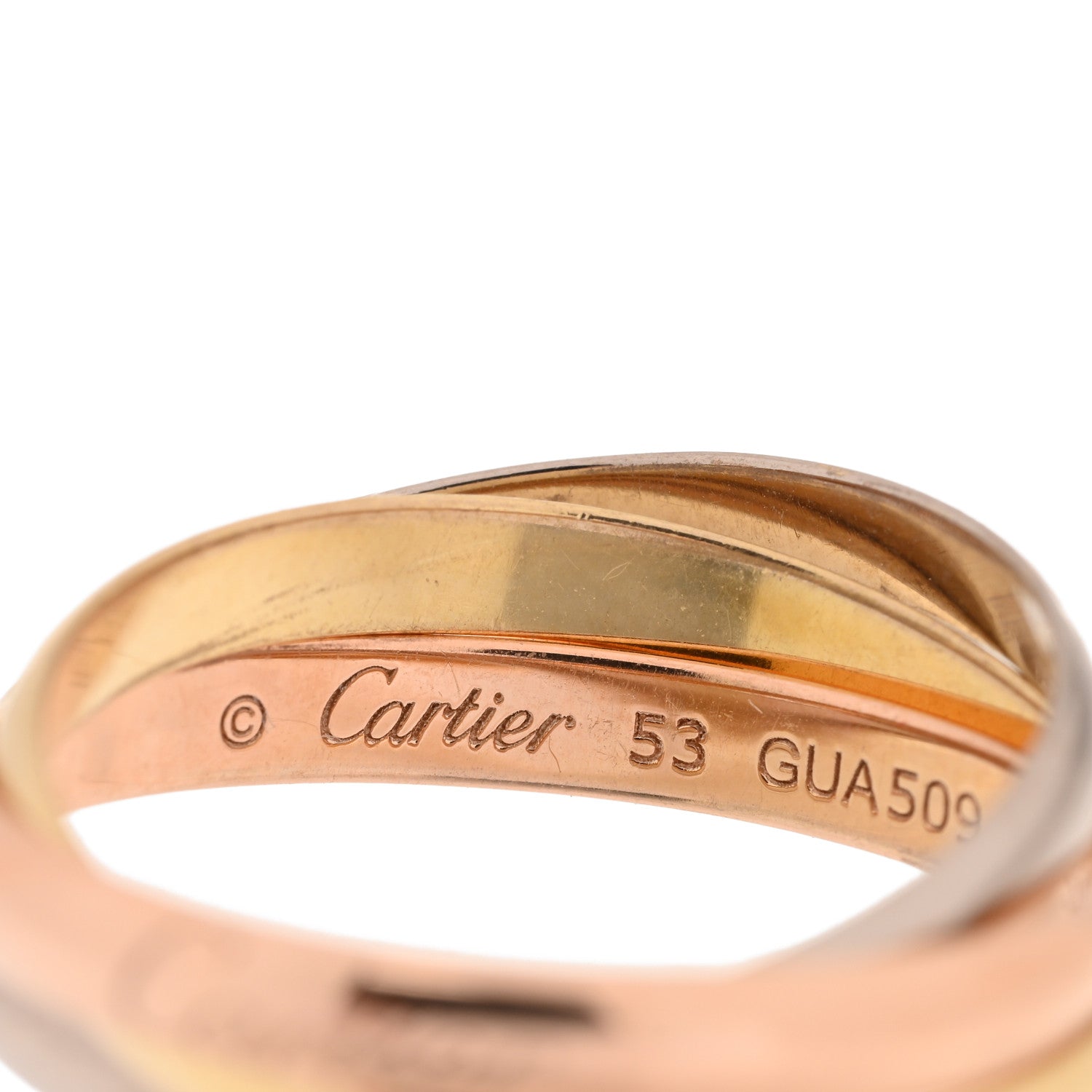 Cartier 18K Pink Yellow White Gold Small Trinity Ring 53 6.5 4 of 4