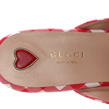 Gucci Cotton Gingham Womens Princetown Slippers 38.5 White Red 7 of 8