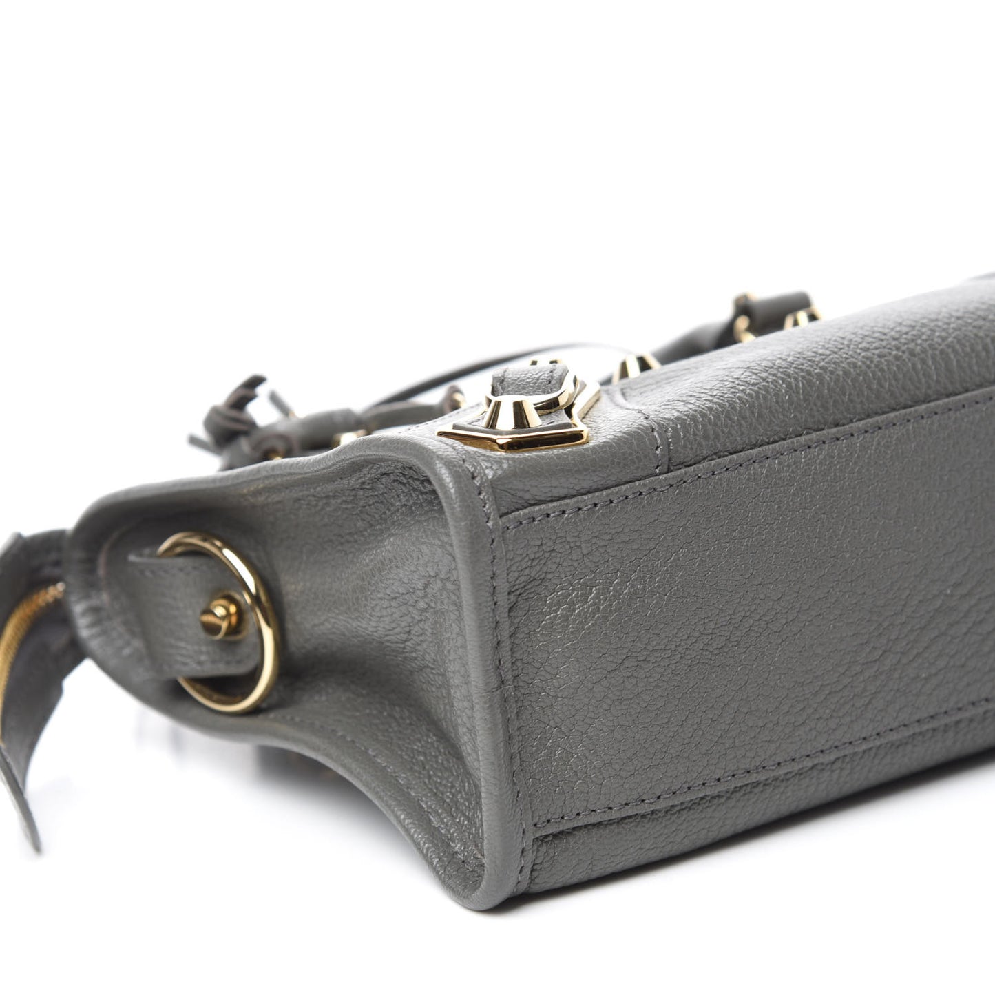 Chevre Gold Metallic Edge Hardware Mini City Gris Acier