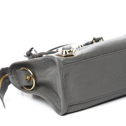 Balenciaga Chevre Gold Metallic Edge Hardware Mini City Gris Acier 6 of 10