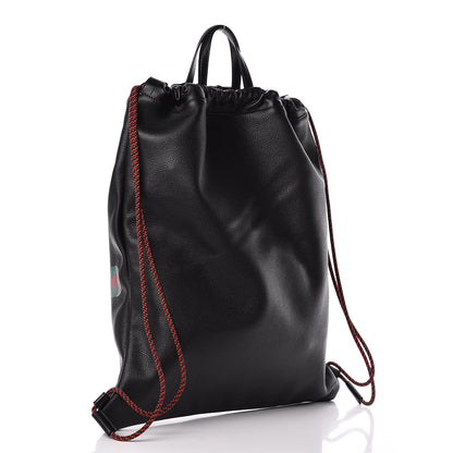 Gucci Calfskin Logo Drawstring Backpack Black 4 of 11