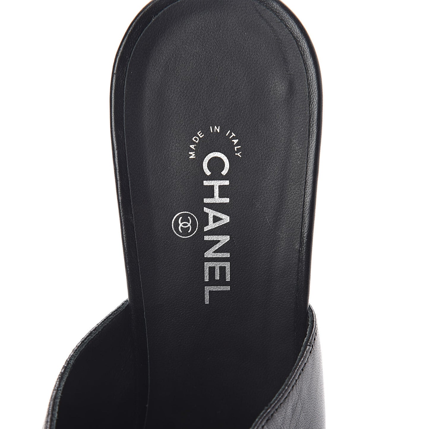 Lambskin Cap Toe CC Mules 38.5 Black