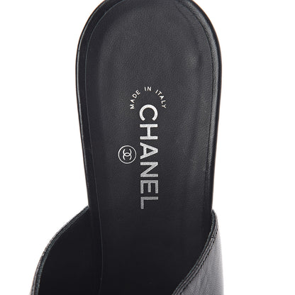 Chanel Lambskin Cap Toe CC Mules 38.5 Black 5 of 7