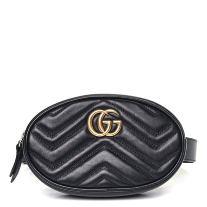 Gucci Calfskin Matelasse GG Marmont Belt Bag 95 38 Black 1 of 4