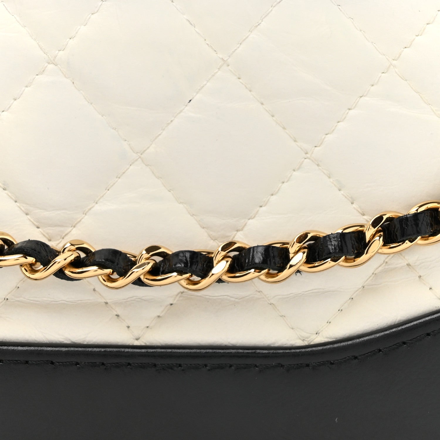 Chanel Aged Calfskin Quilted Small Gabrielle Clutch With Chain White Black 11 of 13