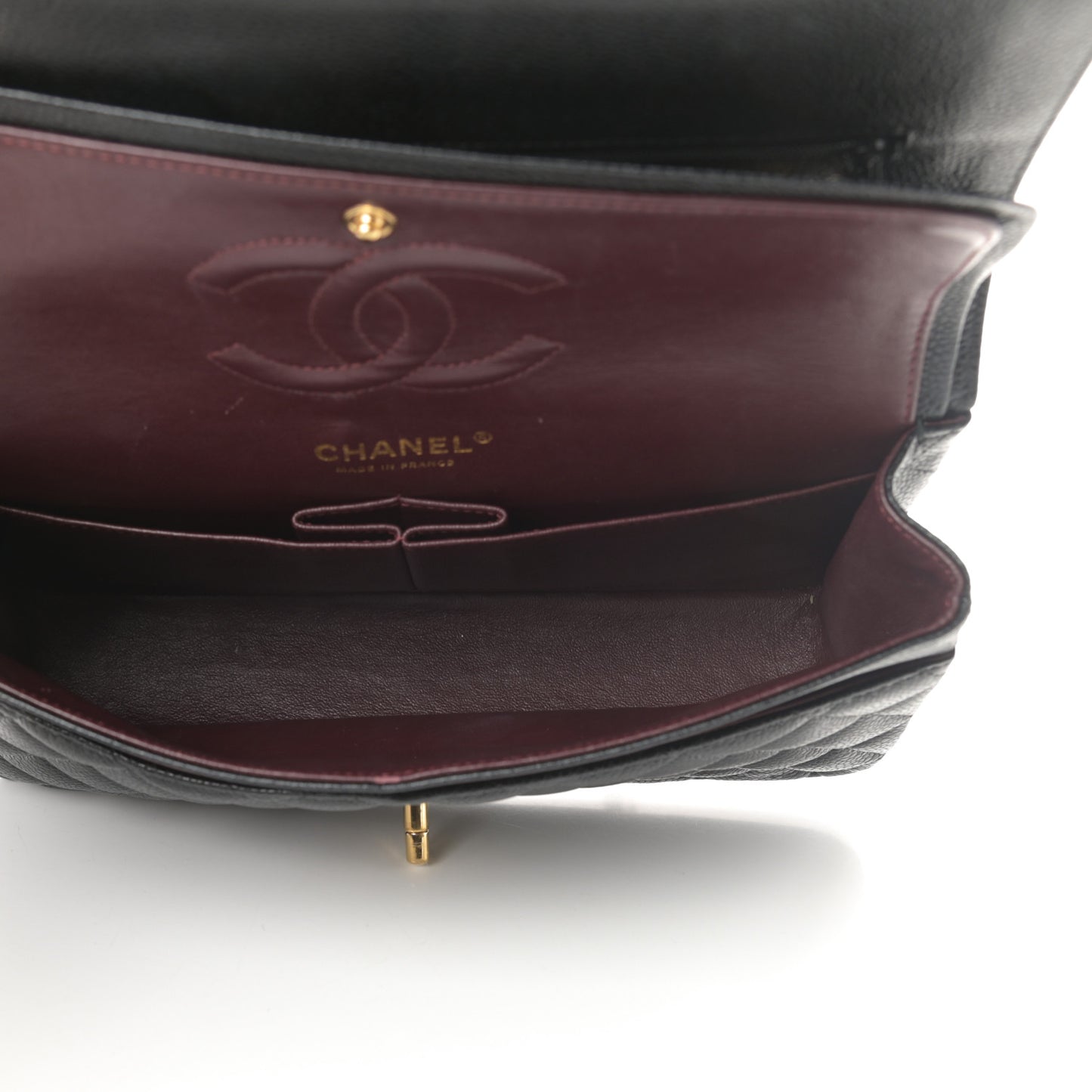 Caviar Quilted Medium Double Flap Black