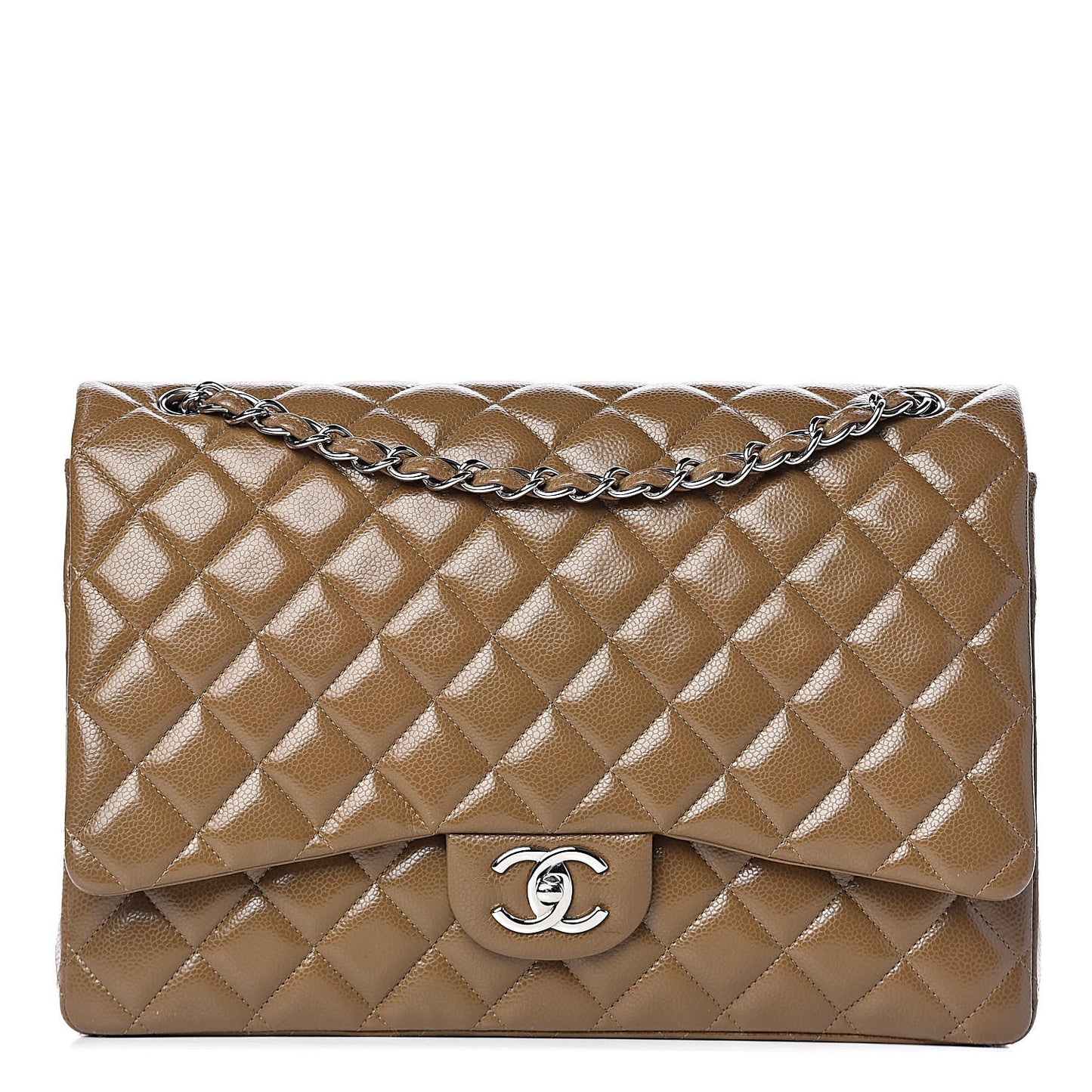 Caviar Quilted Maxi Double Flap Brown