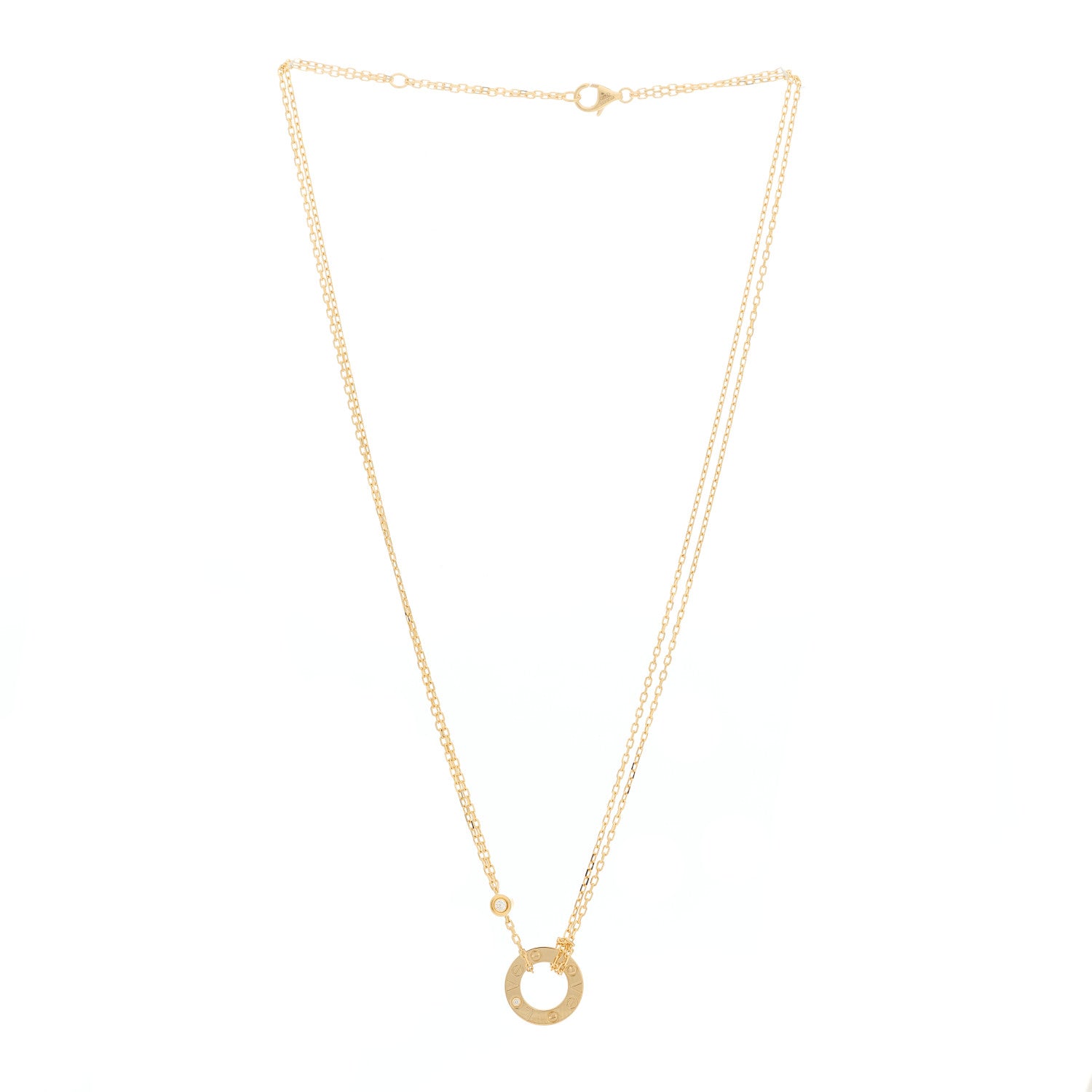 Cartier 18K Yellow Gold 2 Diamond LOVE Necklace 3 of 6