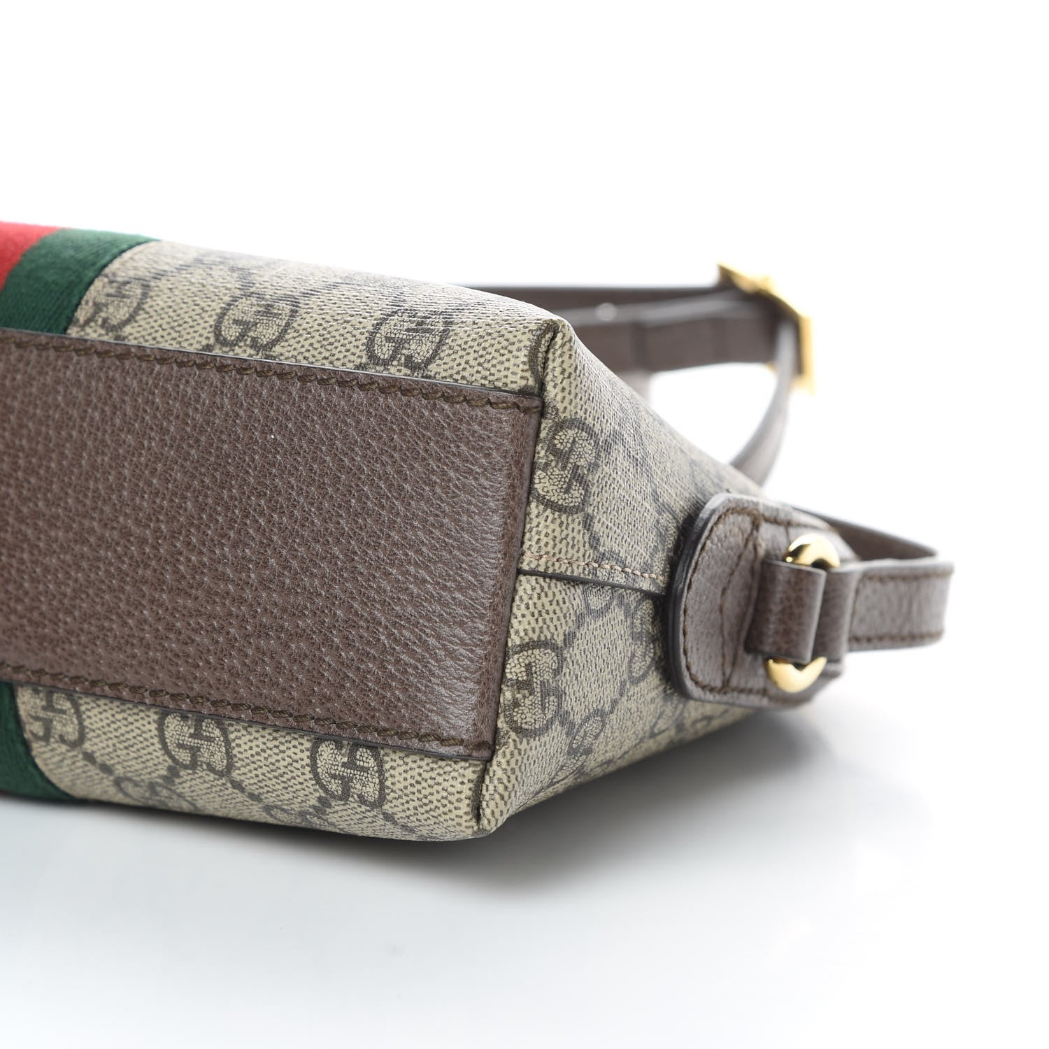 Gucci GG Supreme Monogram Textured Dollar Calfskin Web Small Ophidia Dome Shoulder Bag Beige Ebony New Acero 10 of 11