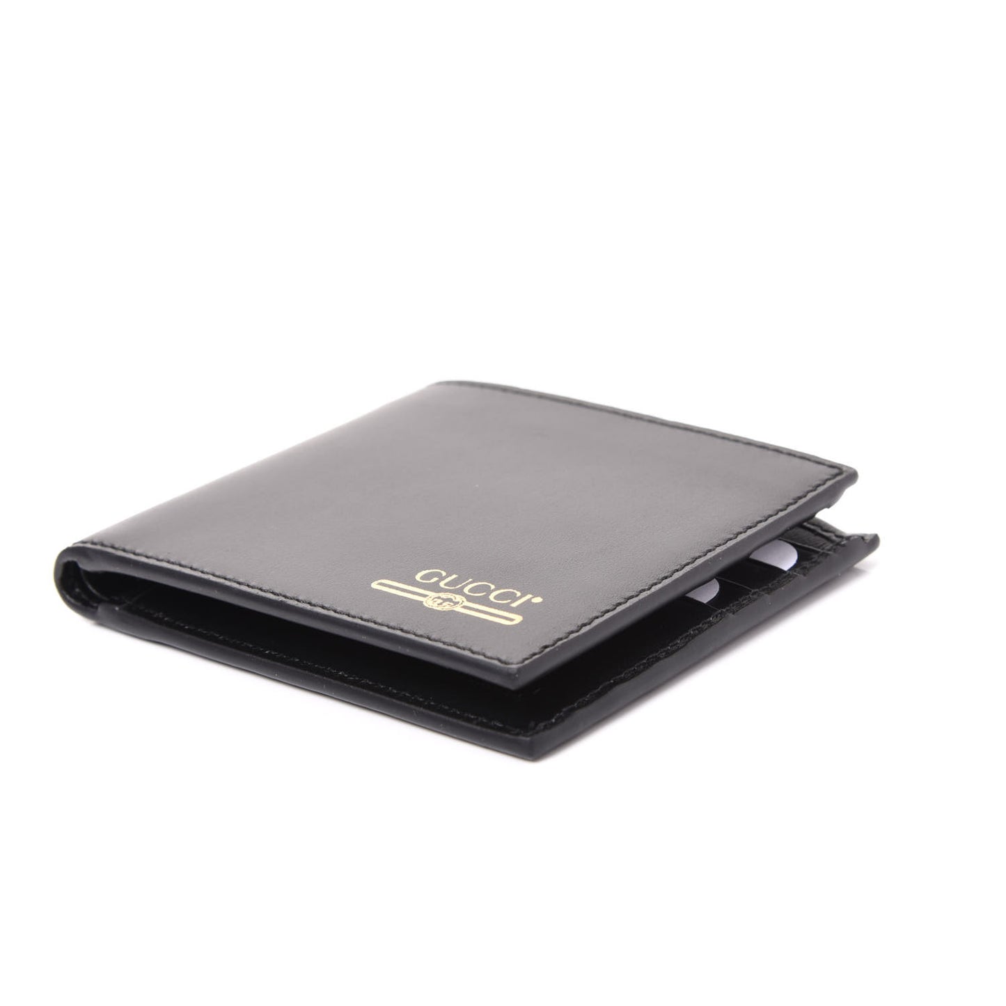 Plutone Calfskin Logo Bi-Fold Wallet Black