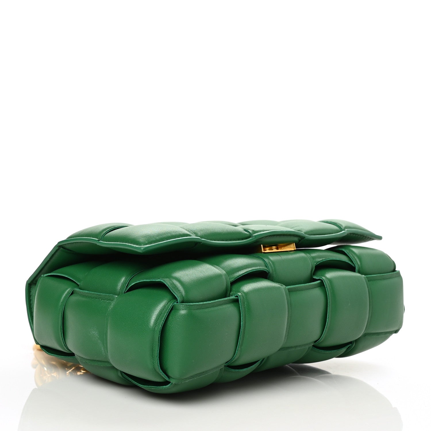 Bottega Veneta Lambskin Maxi Intreccio Padded Chain Cassette Crossbody Bag Racing Green 3 of 7