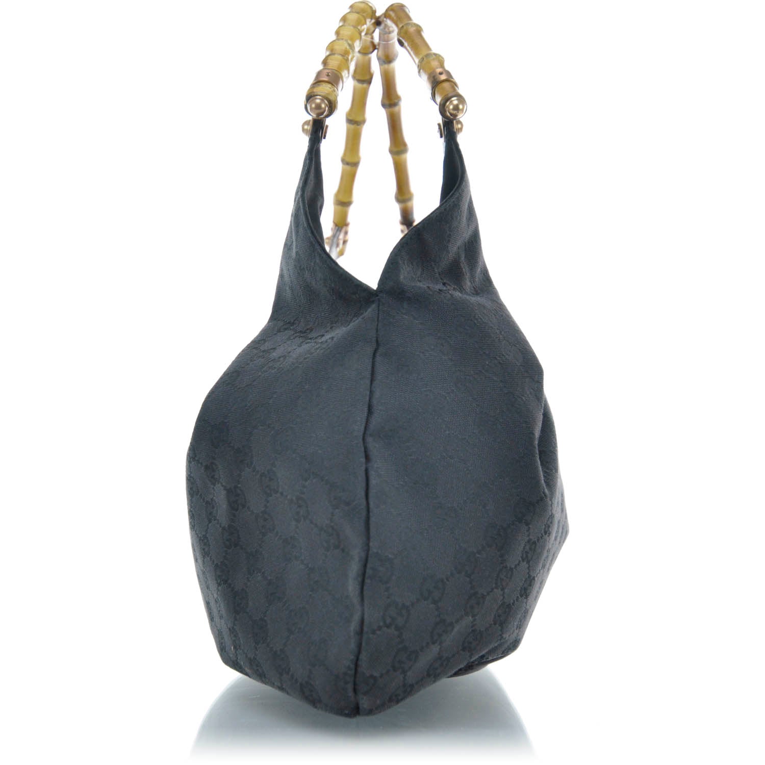 Gucci Monogram Bamboo Handle Shoulder Bag Black 4 of 9