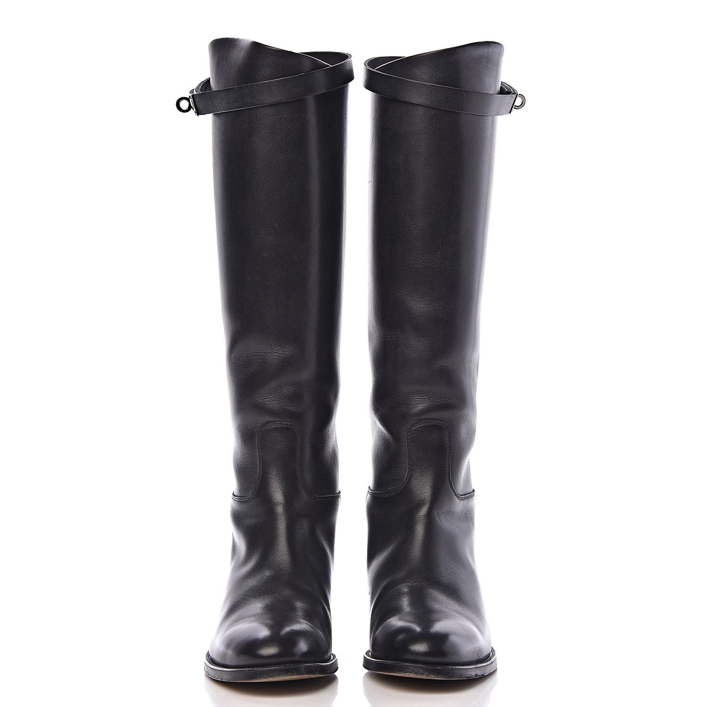 Box Calfskin Equestrian Jumping Boots 36 Black