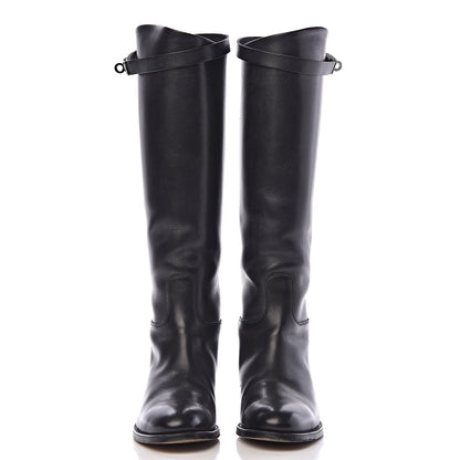 Hermes Box Calfskin Equestrian Jumping Boots 36 Black 2 of 12